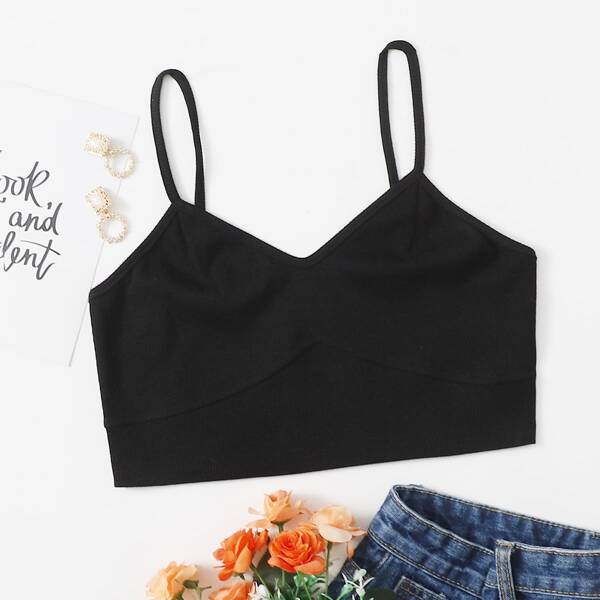 

Solid Crop Cami Top, Black