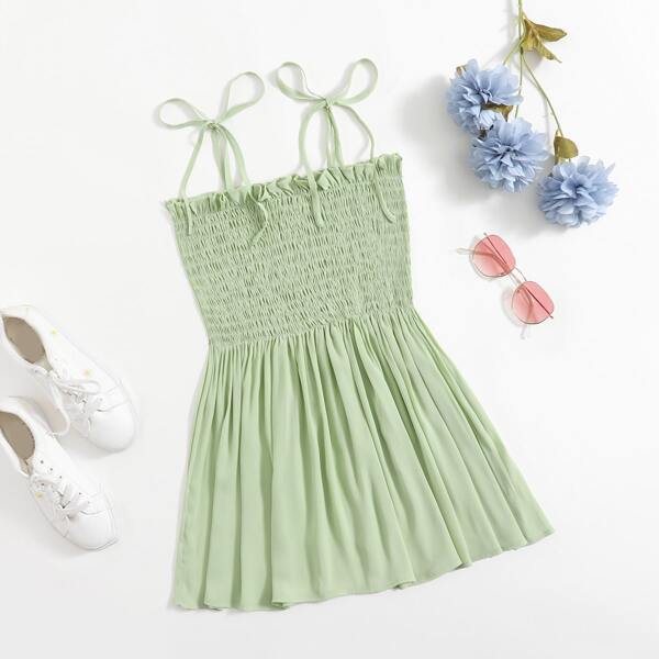 

Plus Tie Shoulder Shirred Cami Top, Mint green
