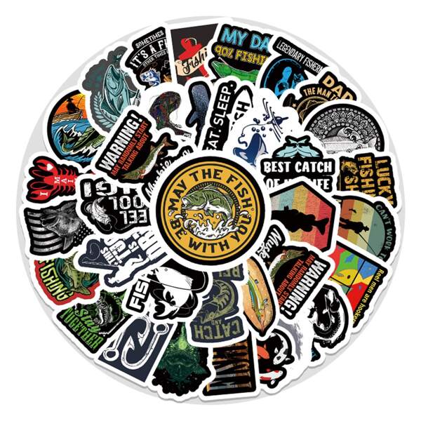 

51pcs Outdoor Fishing Pattern Sticker, Multicolor