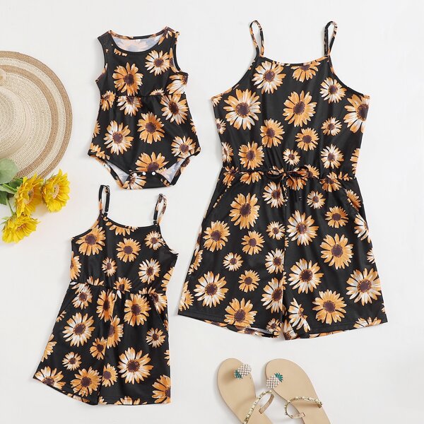 

Toddler Girls Sunflower Cami Romper, Multicolor
