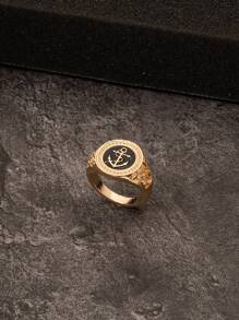 Những người đàn ông thời trang và phổ biến Hợp kim nhẫn dầu nhỏ giọt neo cho món quà trang sức và cho một vẻ ngoài sành điệu - Vàng - Xem 2