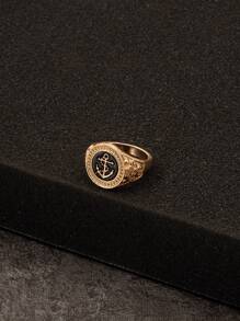 Những người đàn ông thời trang và phổ biến Hợp kim nhẫn dầu nhỏ giọt neo cho món quà trang sức và cho một vẻ ngoài sành điệu - Vàng - Xem 3