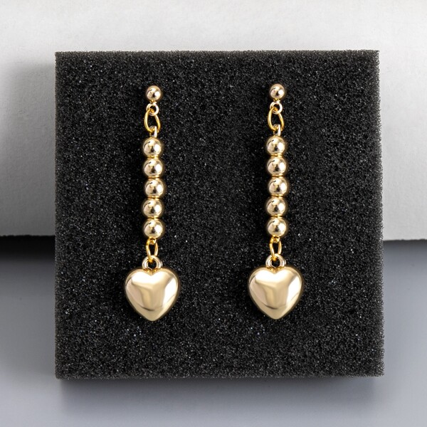 

Men Heart Chain Drop Earrings, Gold