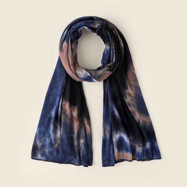 

Tie Dye Pattern Scarf, Navy blue