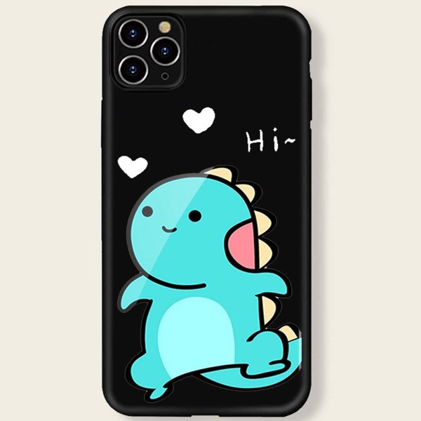 

Cartoon Dinosaur Print iPhone Case, Black