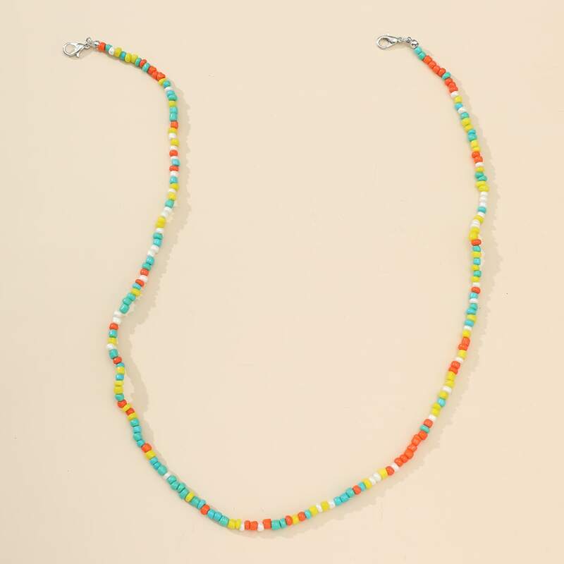 

1pc Beaded Necklace, Multicolor