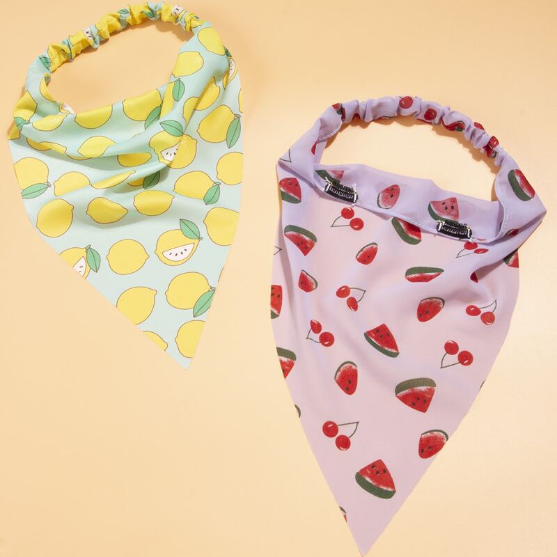 

2pcs Fruit Print Hair Band, Multicolor