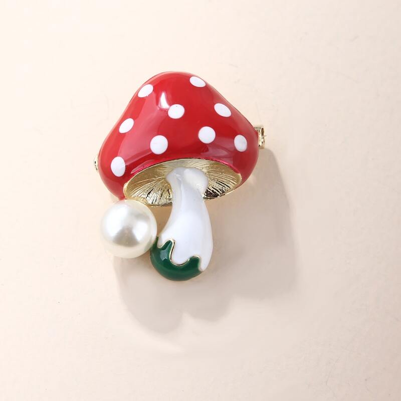 

Mushroom Design Brooch, Red