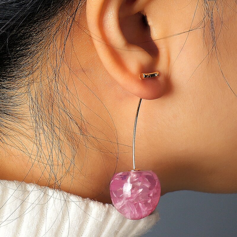 

Cherry Drop Earrings, Baby pink