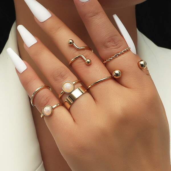 

8pcs Creative Ring, Gold