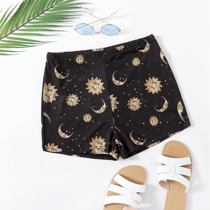 

Galaxy Print Biker Shorts, Black