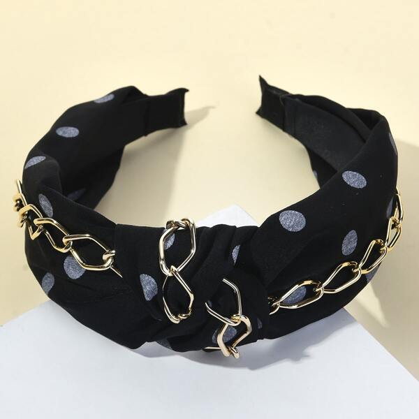 

Chain Decor Knot Headband, Black