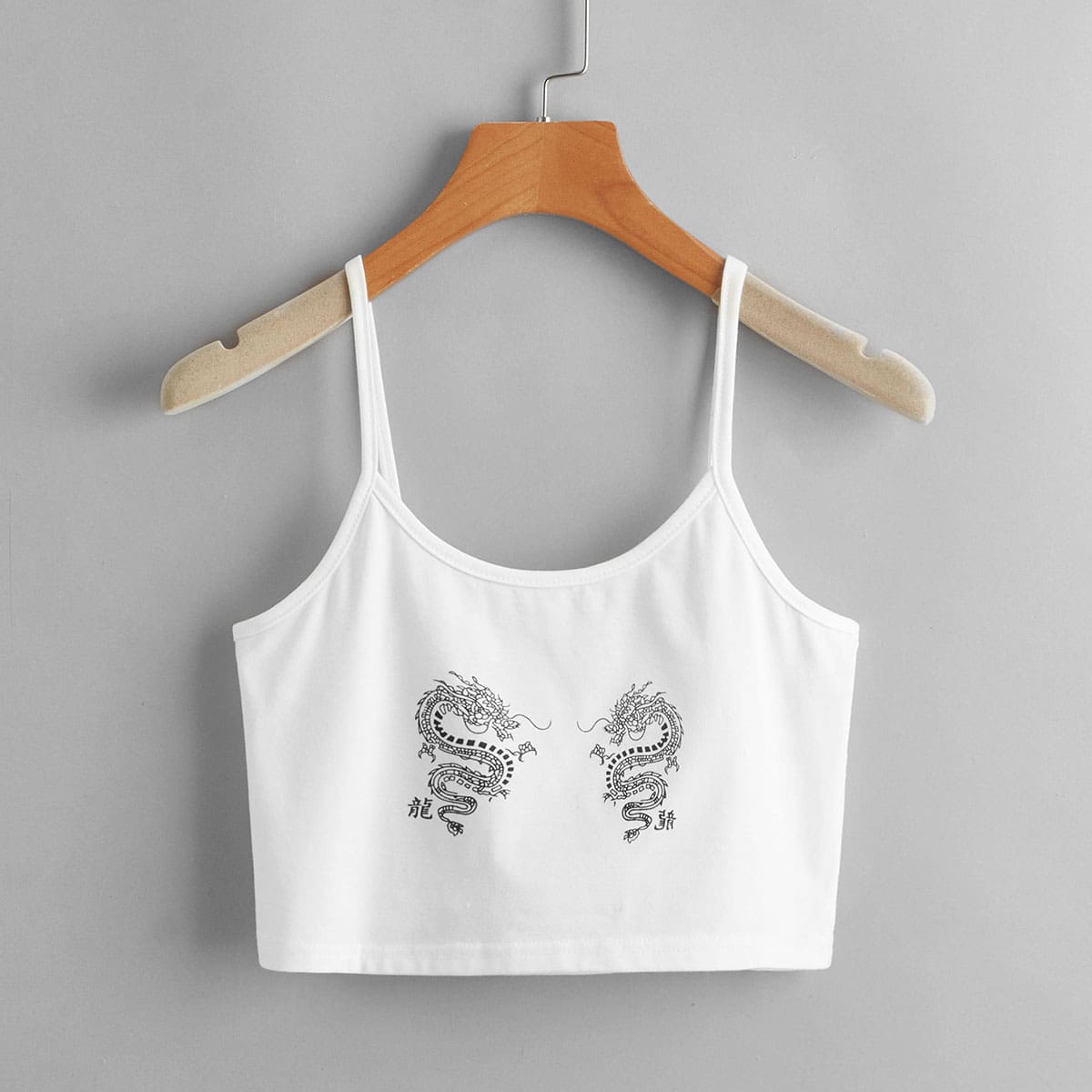 

Chinese Dragon Crop Cami, White