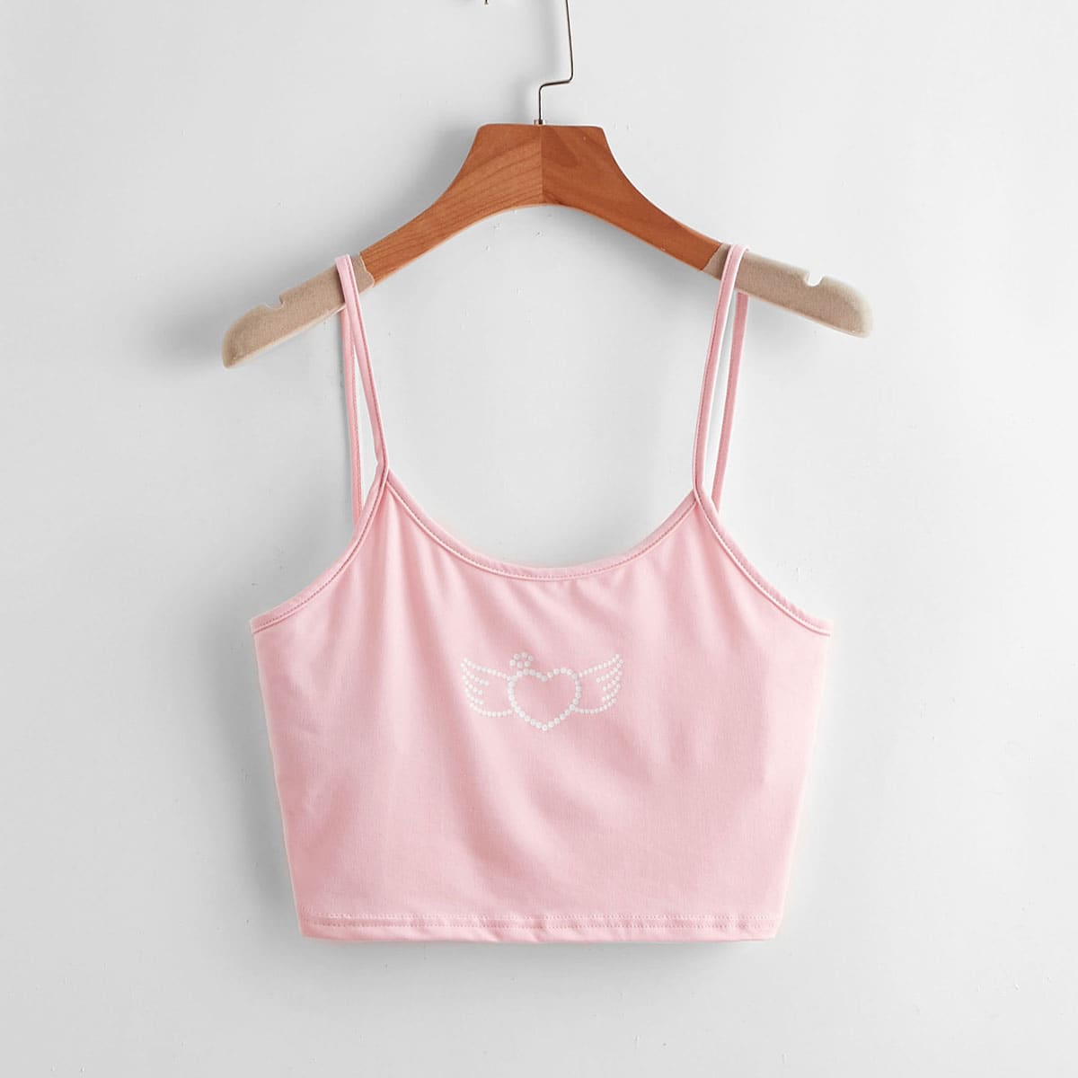 

Heart Pattern Crop Cami, Baby pink