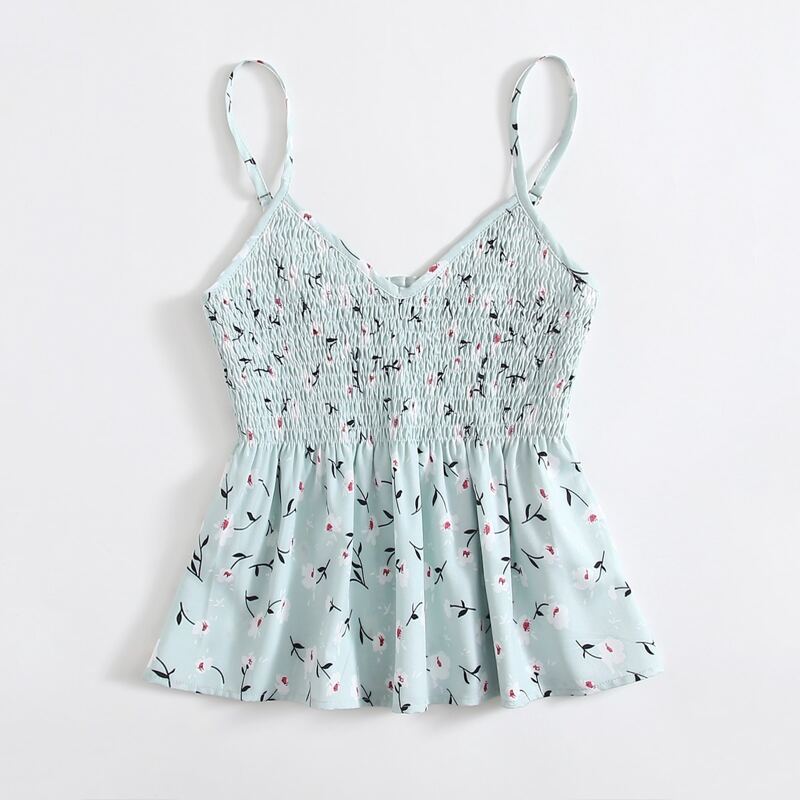 

Ditsy Floral Shirred Cami Top, Baby blue
