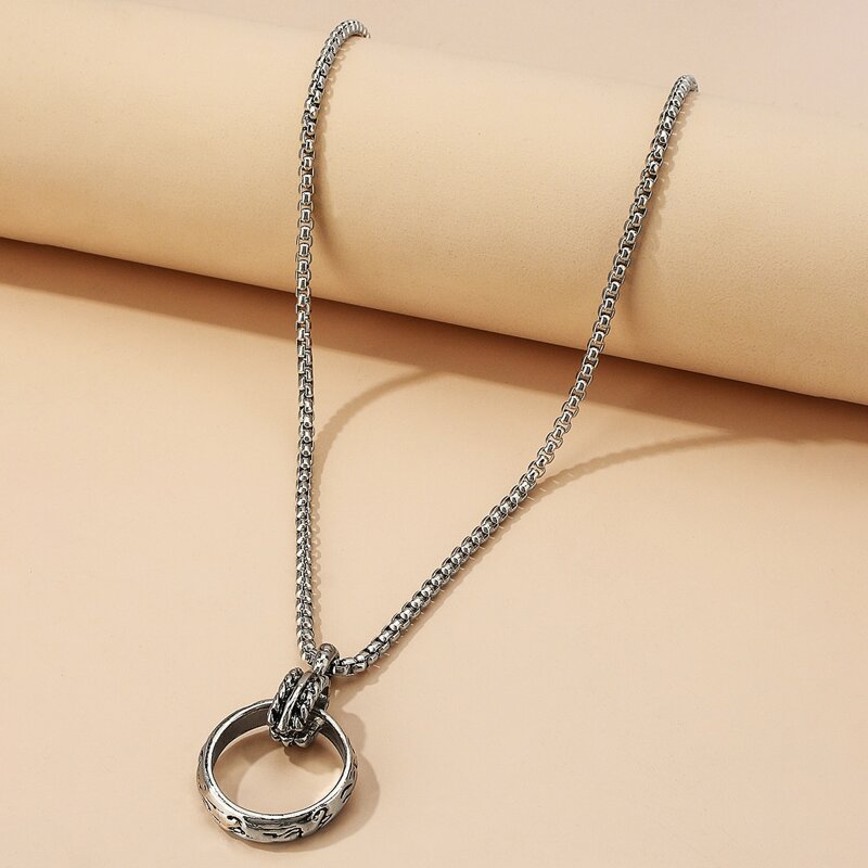 

Ring Charm Chain Necklace, Antique silver