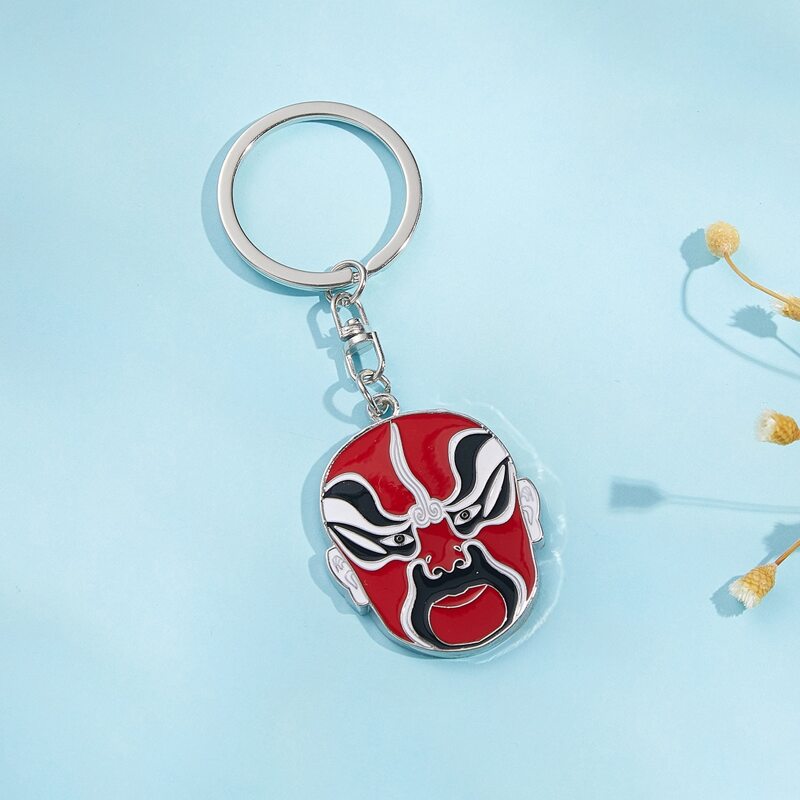 

Guys Peking Opera Charm Keychain, Silver