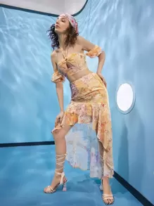 SHEIN Áo nữ Cắt ra Hoa Boho - Nhiều màu - Xem 3