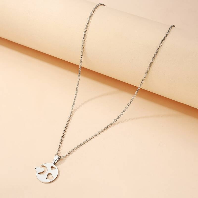 

Heart Pendant Chain Necklace, Silver