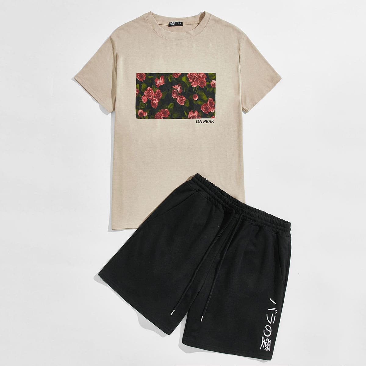 

Guys Floral Print Tee & Drawstring Shorts, Multicolor