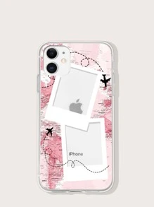 地圖圖案相框設計iPhone手機殼 - 粉色 - 查看 1