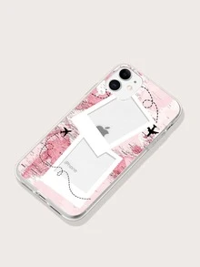 地圖圖案相框設計iPhone手機殼 - 粉色 - 查看 2