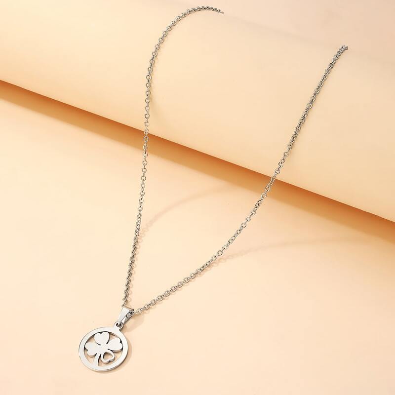 

Clover Charm Chain Necklace, Silver
