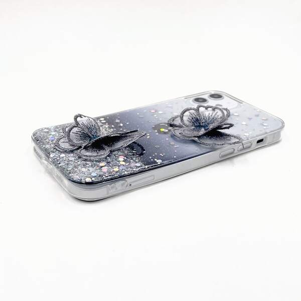 

Блестящий чехол для iPhone с бабочкой 3D, Чёрный