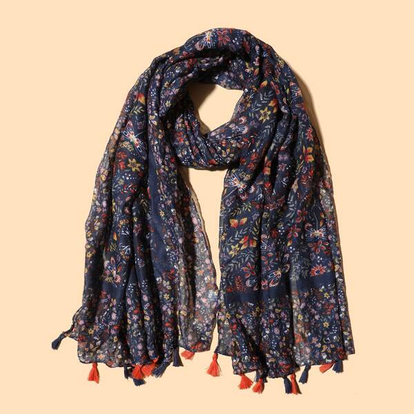 

Ditsy Floral Pattern Tassel Hem Scarf, Multicolor