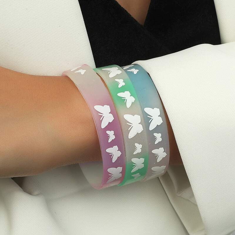 

3pcs Butterfly Print Bracelet, Multicolor