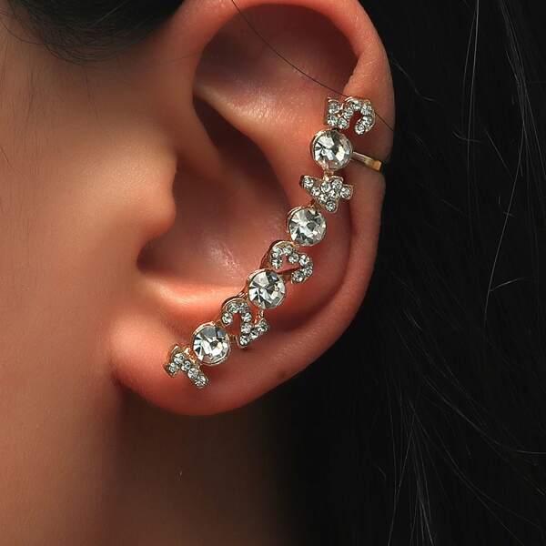 

Rhinestone Decor Ear Cuff, White