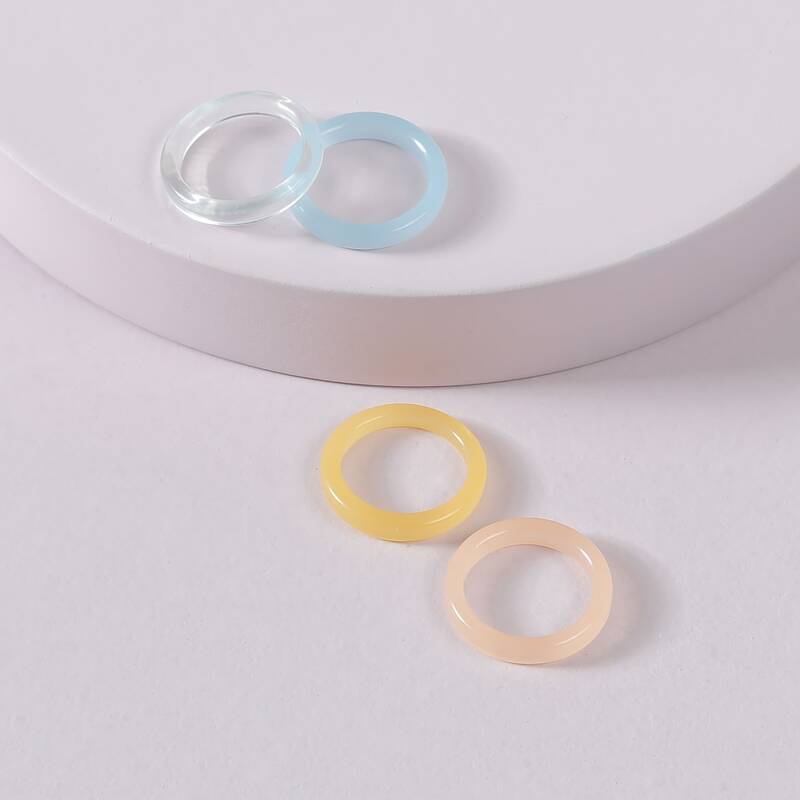 

4pcs Resin Ring, Multicolor