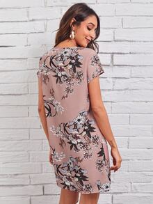 SHEIN 鎖孔領花卉連衣裙 - 彩色 - 查看 2