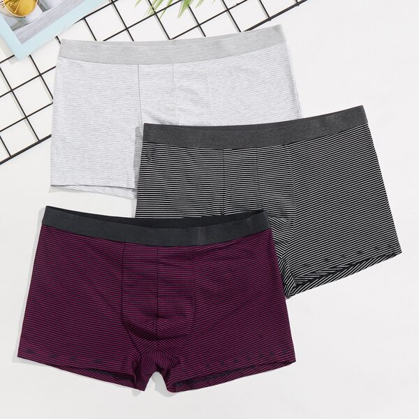 

Men 3pcs Striped Boxer Brief, Multicolor