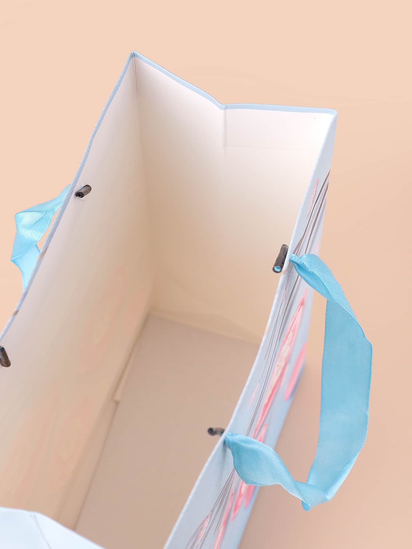 Peach Blossom Print Paper Gift Bag - Multicolor - View 3