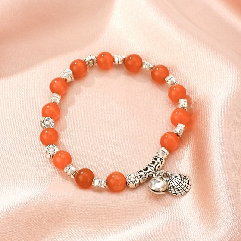 

Shell Charm Beaded Bracelet, Orange