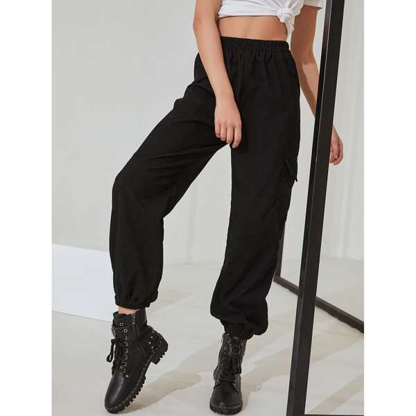 

Corduroy Flap Pocket Cargo Pants, Black