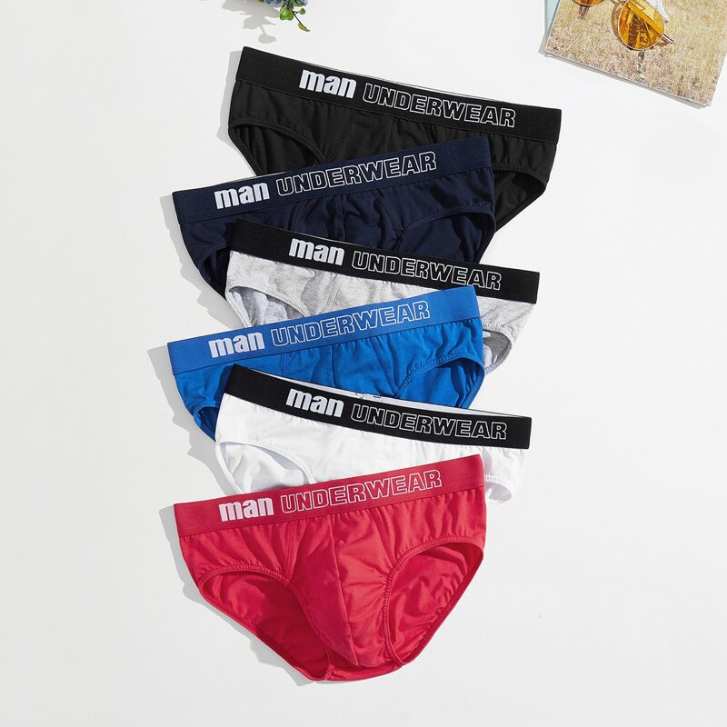 

Guys 6pcs Letter Tape Brief, Multicolor