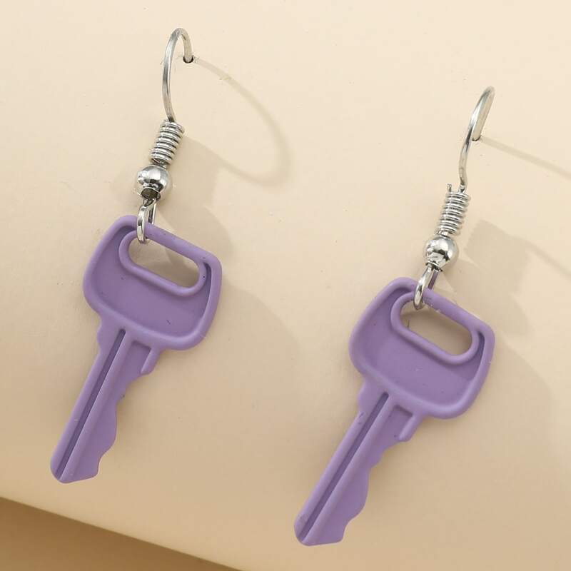 

Key Drop Earrings, Violet purple