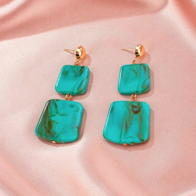 

Acrylic Geo Drop Earrings, Mint green