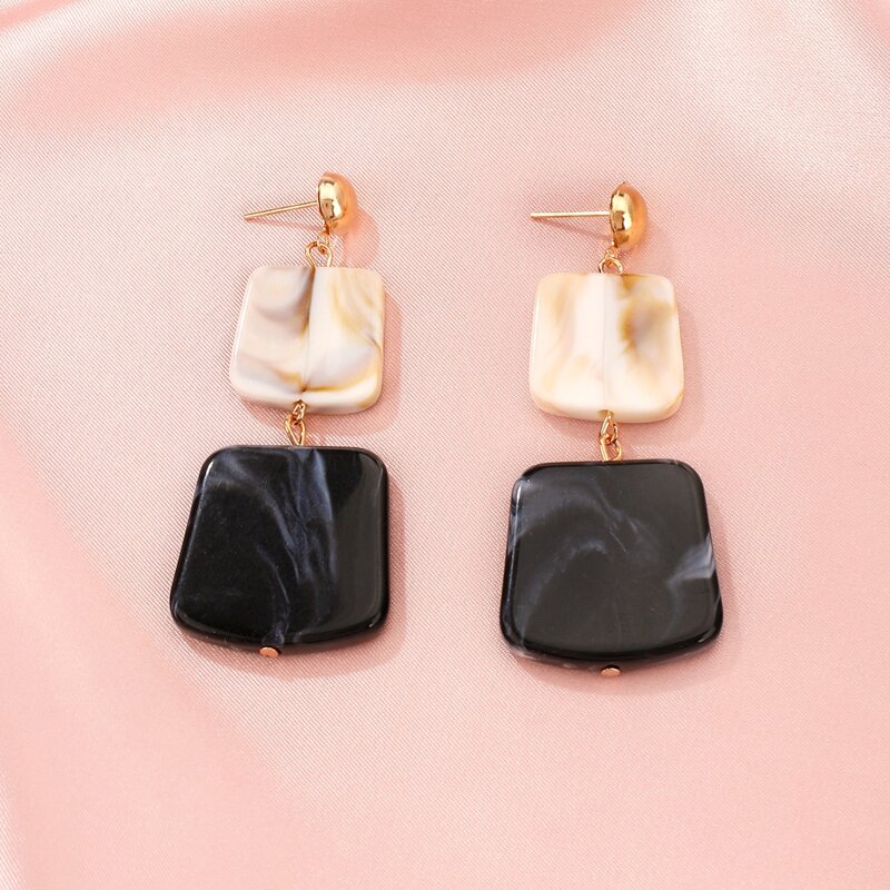 Acrylic Geo Drop Earrings, Multicolor