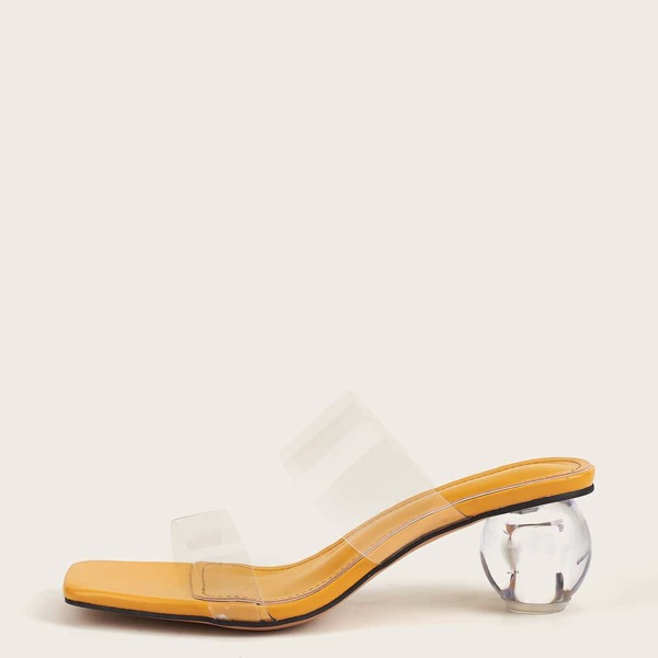 

Clear Sculptural Heeled Mules