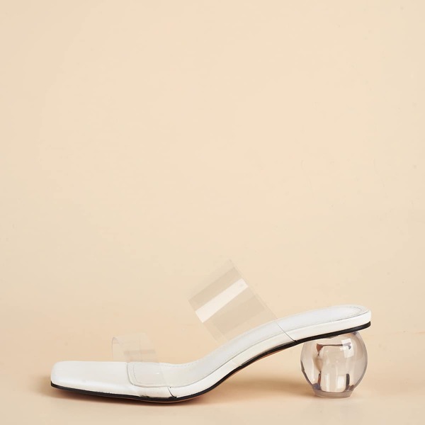 

Clear Sculptural Heeled Mules