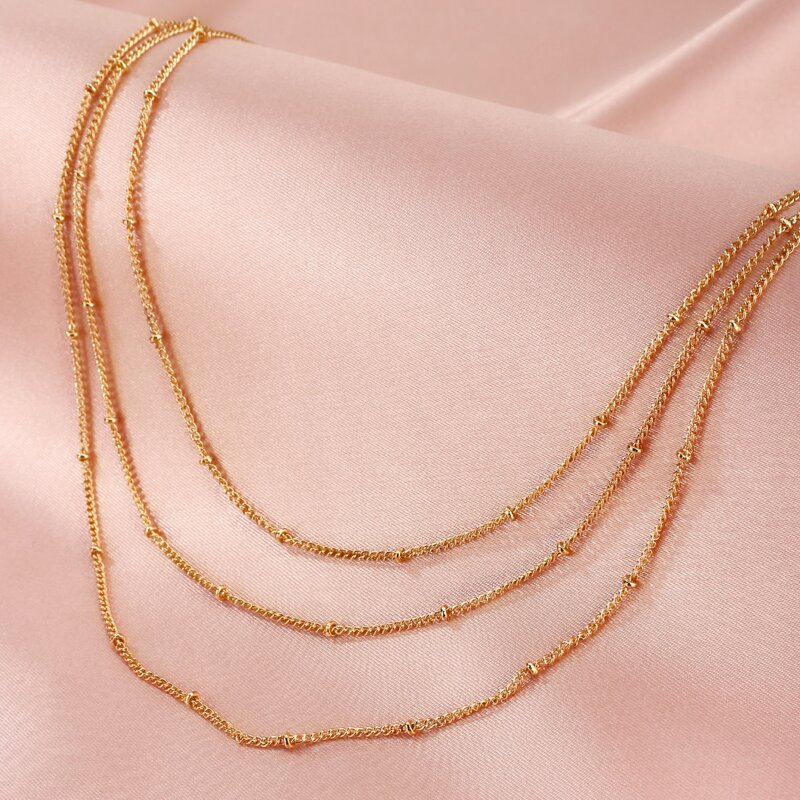 

1pc Layered Chain Necklace, Gold