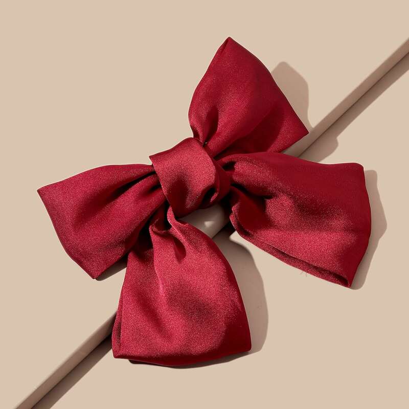 

1pc Bow Hair Clip, Burgundy