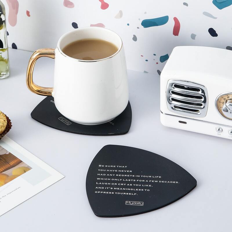

1pc Slogan Graphic Coaster, Black