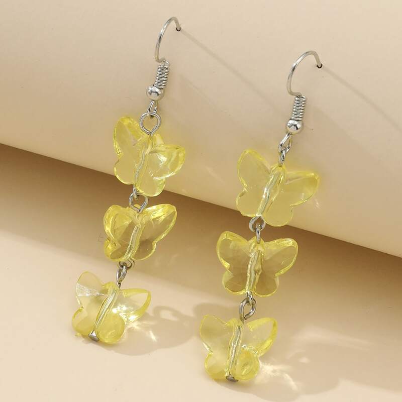 

Clear Butterfly Drop Earrings, Yellow