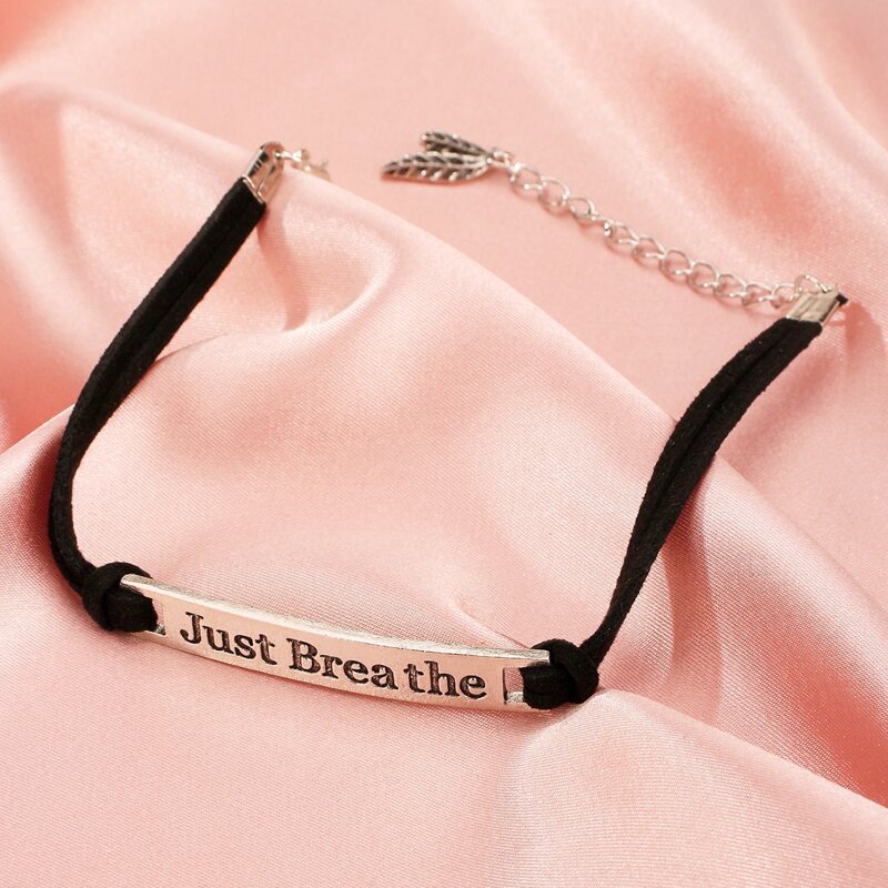 

Letter Engraved Bracelet, Black