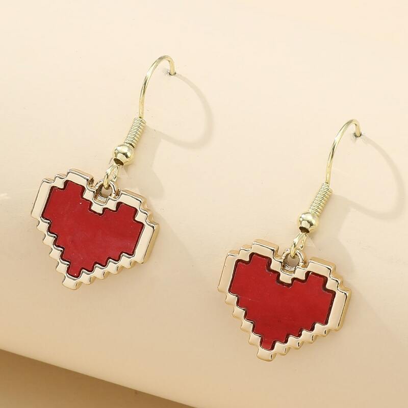 

Heart Drop Earrings, Red