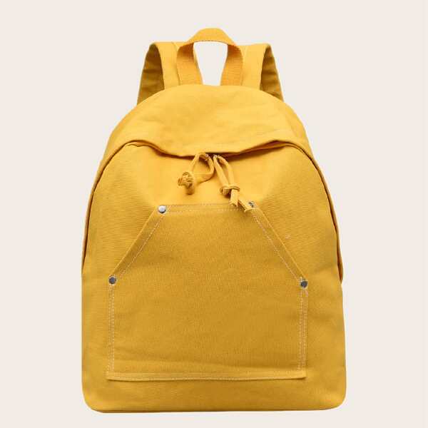 

Studded Decor Canvas Backpack, Yellow